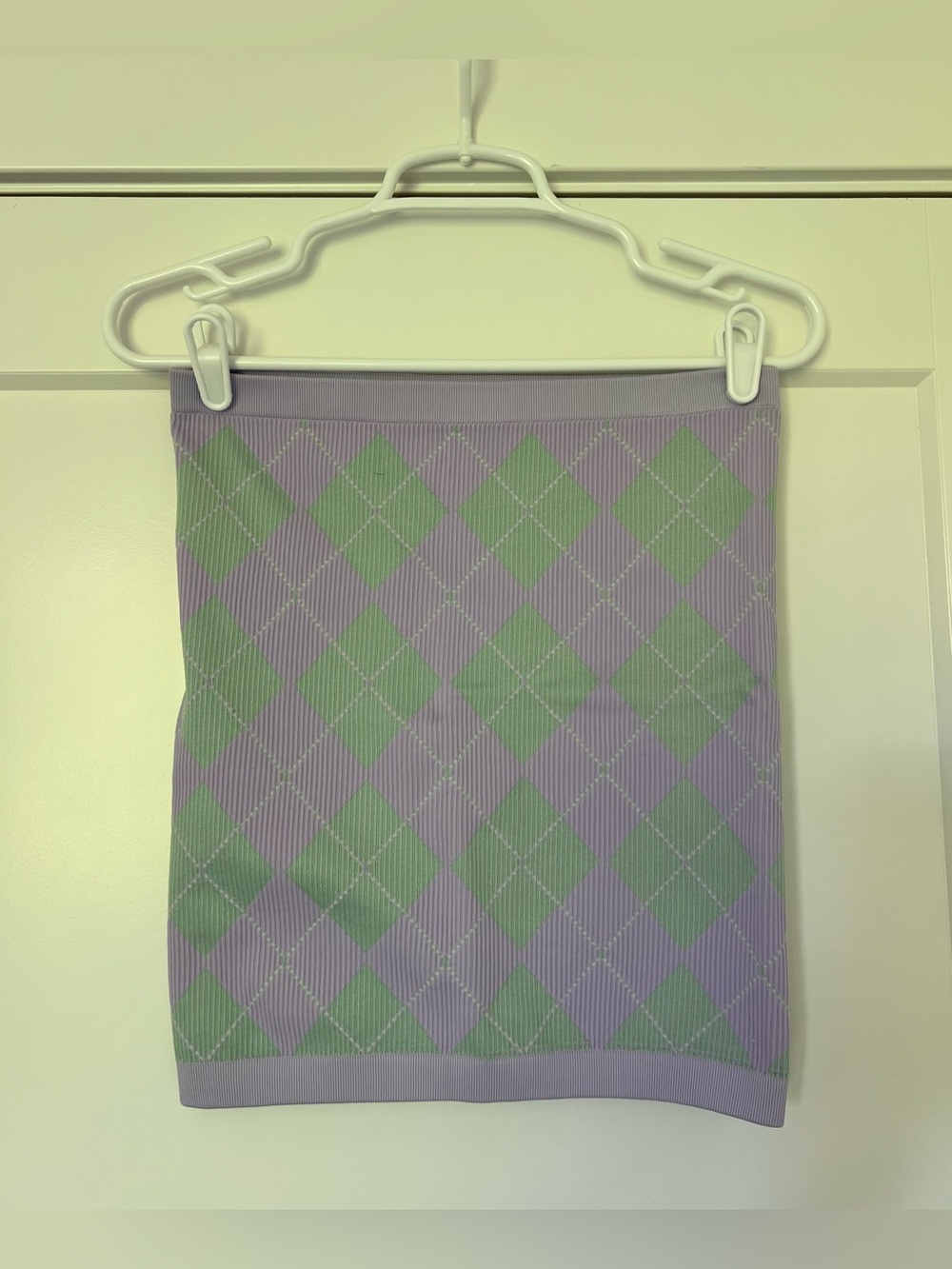 Bershka Lavender and Mint Argyle Mini Skirt - Women